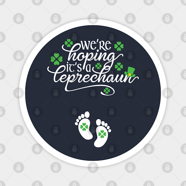 We're Hoping It's A Leprechaun St Patrick's Day Pregnancy Announcement Magnet by TheBlackCatprints